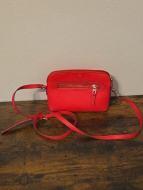 Liz Claiborne Red Crossbody Camera Bag with Gold Hardware